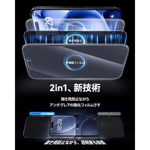 「バリ楽Box」NIMASO 2in1 アンチグレア+覗き見防止 iPhone 17Pro Max用 のぞき見防止 保護フィルム さらさら 強化ガラス |  | 01