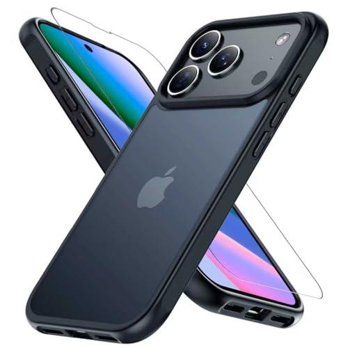 JUSTCOOL 17 pro ケース【 米軍MIL規格・指紋防止】ガラスフイルム付き 半透明 耐久性 耐衝撃 滑り止め マット感 17プロ用 黄ばみ | 