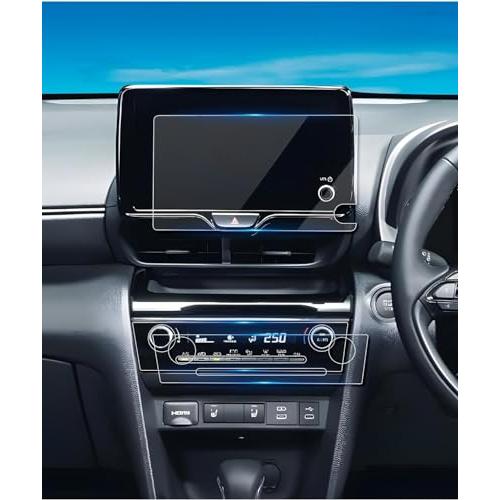 ruiya 改良済み 【2点セット】 2024新型 トヨタ ヤリスクロス 専用 8インチ ナビ フィルム (強化ガラス)+エアコンパネル(PET製) | 