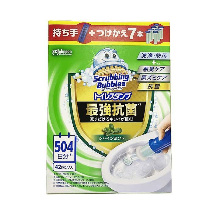 スクラビングバブル トイレスタンプ 最強抗菌 シャインミント 持ち手+つけかえ7本 42回分入り の商品画像
