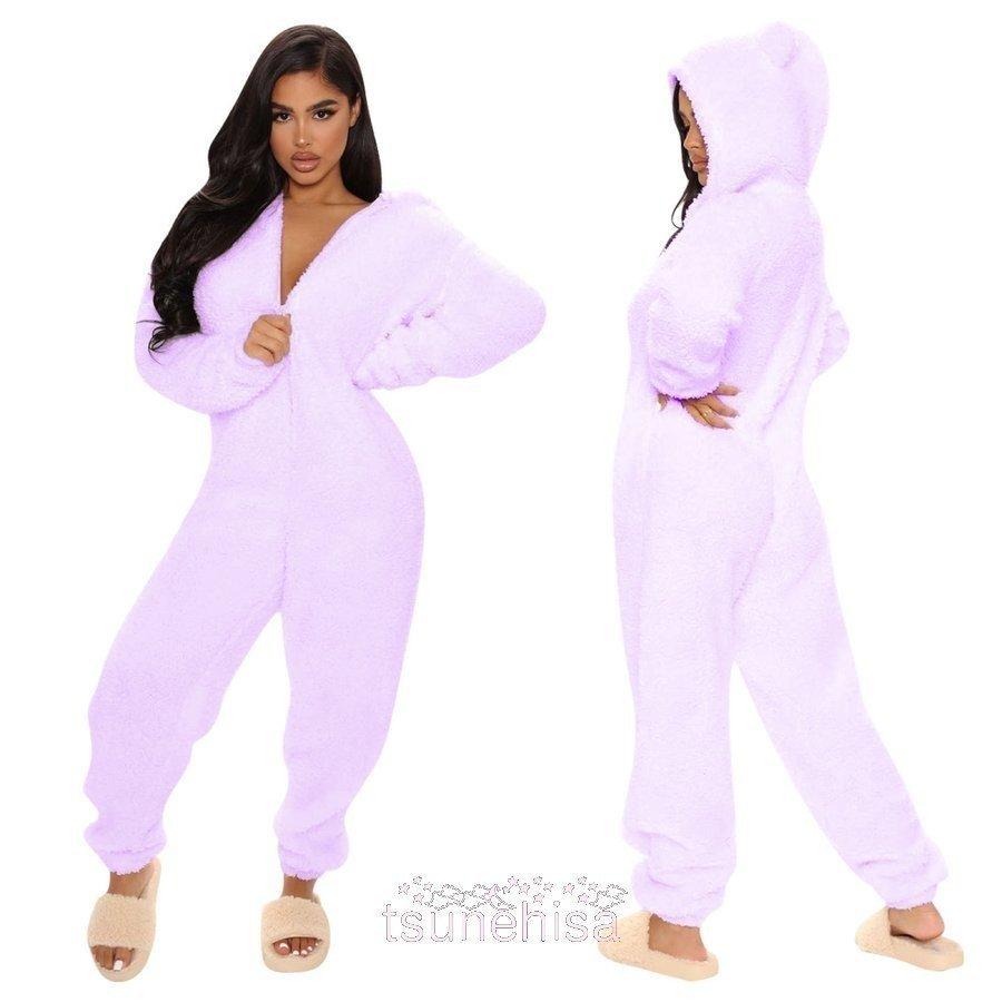 つなぎパジャマルームウェアパジャマつなぎあたたかいレディース女性長袖カラフルかわいいおしゃれふわふわ部屋着大人可愛い着ぐるみ P 光 通販 Yahoo ショッピング