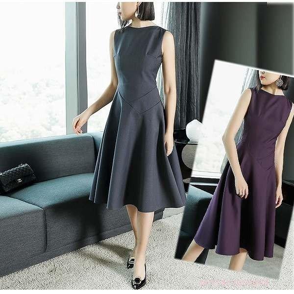 人気ブランドの 結婚式 フレアスカート ノースリーブ 膝下 ほっそり効果大 大人ワンピース 上品 代30代40代50代 ほっそり効果大 大人 上品 きれいめ セレモニー パーティー ワンピース チュニック Intermedica Com Ec