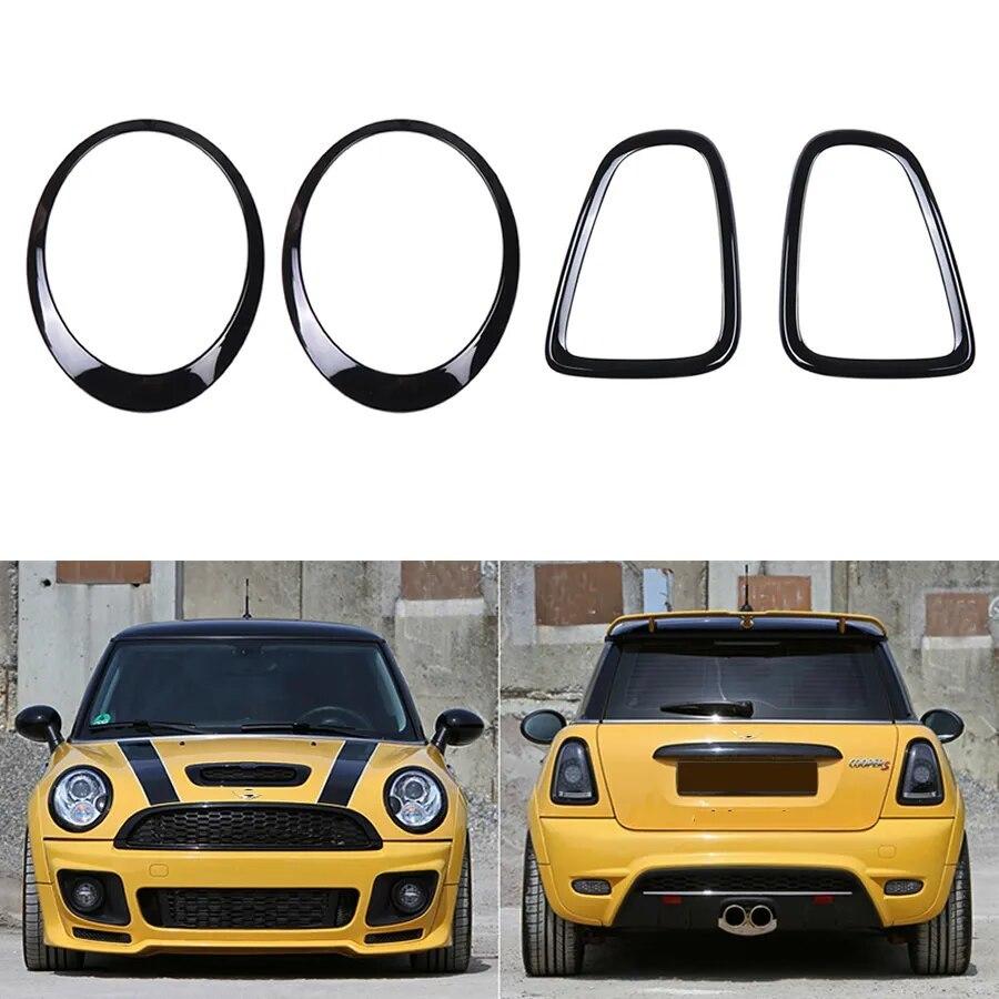 R56系　ヘッドライトリング & テールライトトリム 　ブラック ミニクーパー Amazon | ヘッドライトテールライトデコレーションリング、4個の