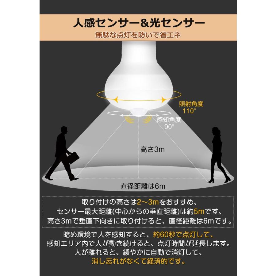 LED電球 E26口金 人感センサーライト 室内 玄関照明 7W 60W相当