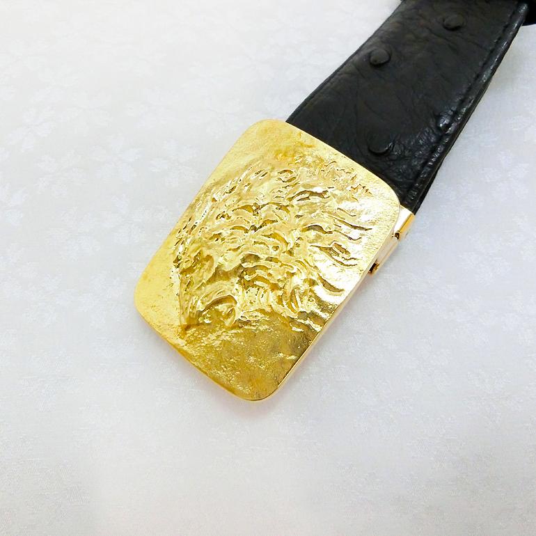 獅子吼 ライオン|18金製バックル&オーストリッチ製ベルト 獅子吼 ライオン|18金製バックル&オーストリッチ製ベルト