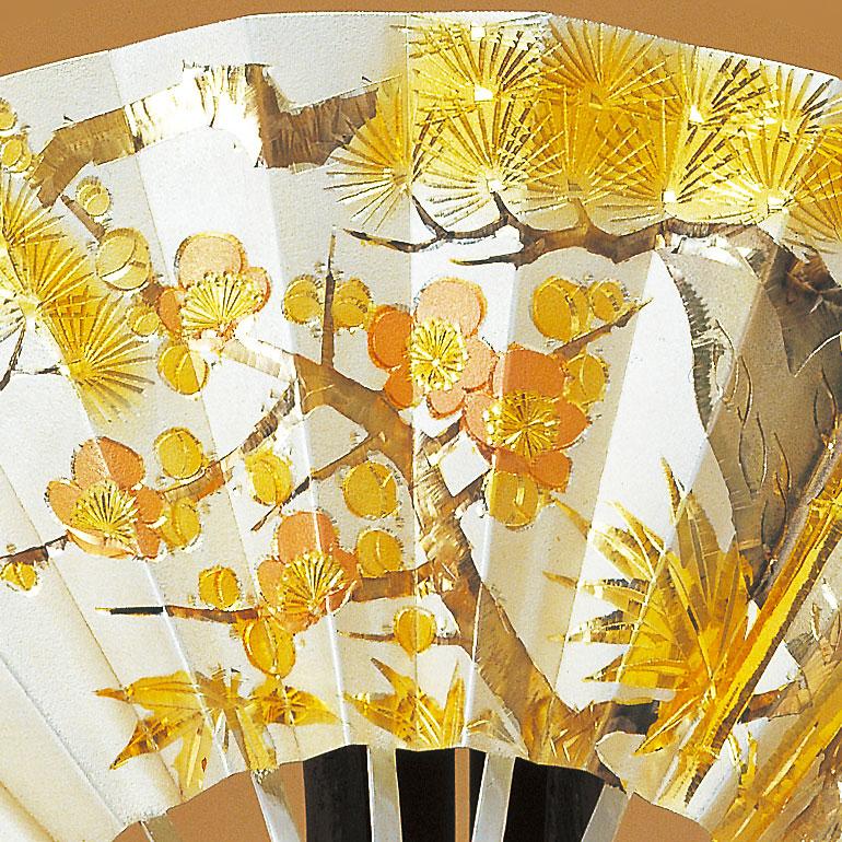 扇 松竹梅 8号｜純銀製置物/ガラスケース : HIKARI GALLERYヤフー店