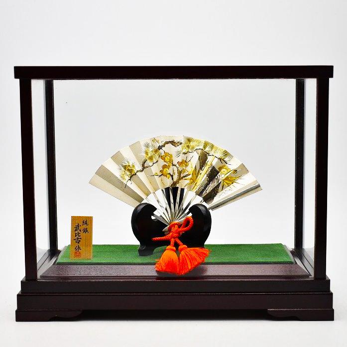 武比古作 純銀製 扇 松竹梅 ガラスケース付 置物 緣起物 扇 松竹梅 8号｜純銀製置物/ガラスケース : HIKARI GALLERYヤフー店