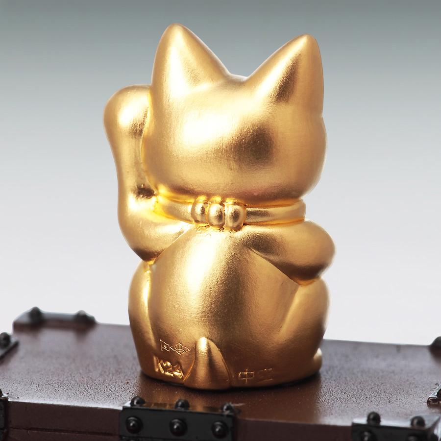 招き猫 Sサイズ 千両箱｜純金製置物/ガラスケース 造幣局刻印品