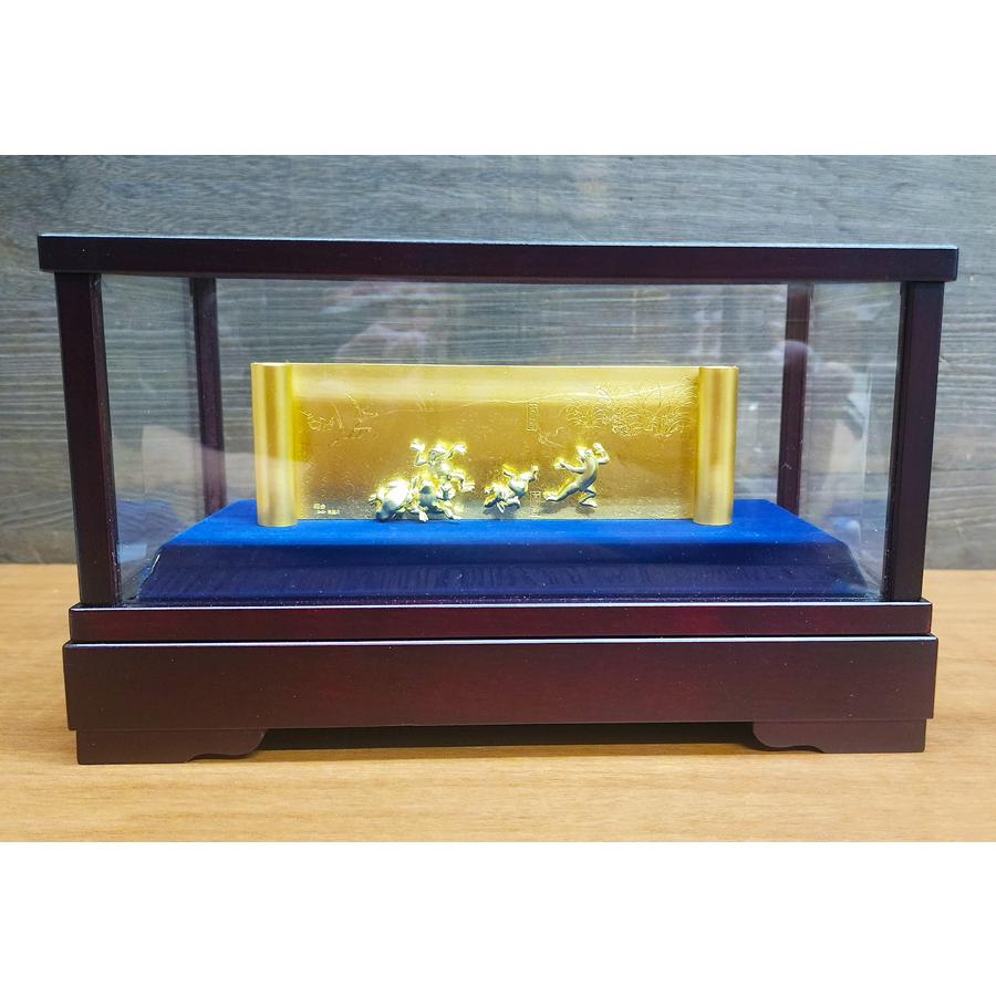 鳥獣戯画絵巻｜上川宗照作｜純金製・18金製置物/ガラスケース