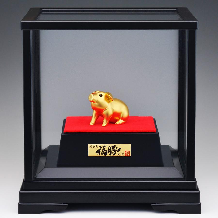 福ぶた Lサイズ｜純金製置物/ガラスケース 造幣局刻印品 : HIKARI