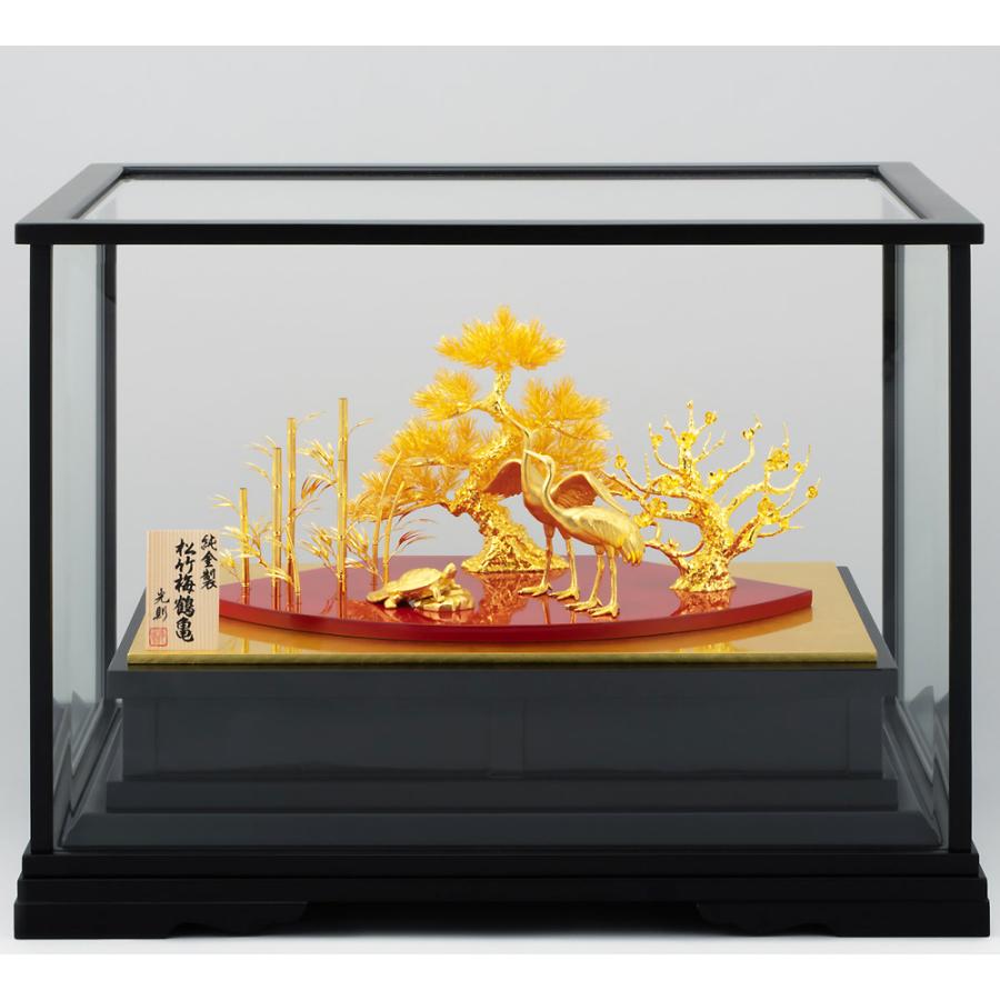 松竹梅 鶴＆亀 Lサイズ｜置物 純金製 造幣局ホールマーク刻印品