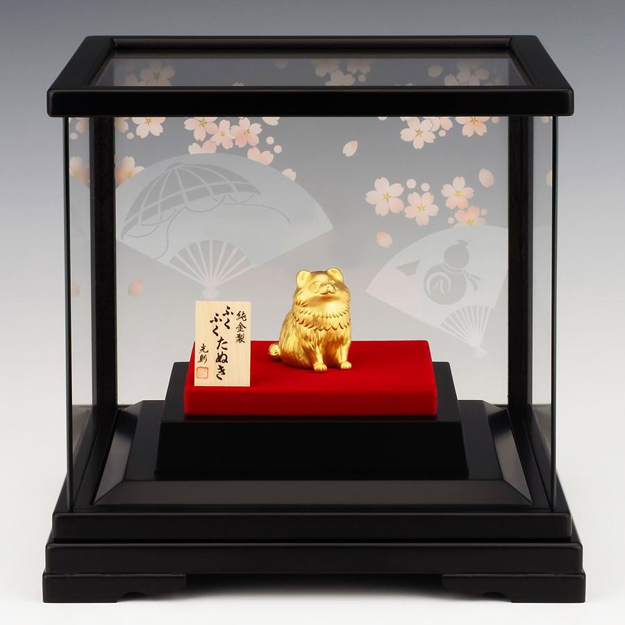 ふくふくたぬき｜純金製置物/ガラスケース : HIKARI GALLERYヤフー店