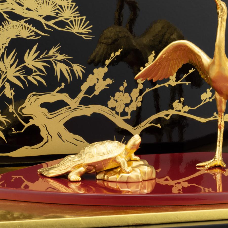 鶴＆亀｜純金製置物/ガラスケース 造幣局刻印品 : HIKARI GALLERY