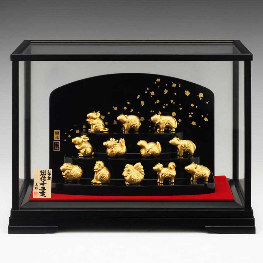松竹梅十二支 12品セット｜純金製置物/ガラスケース : HIKARI GALLERY