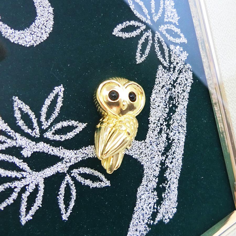 フクロウ レリーフ｜卓上額装 純金製 造幣局ホールマーク刻印品