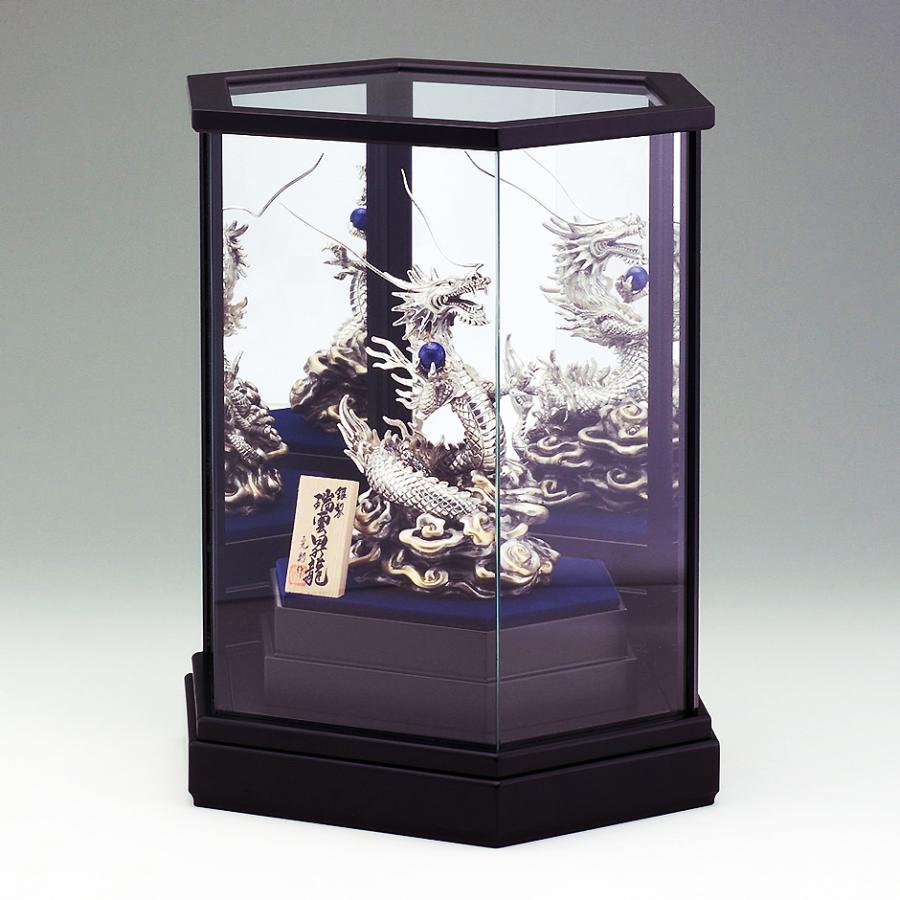 瑞雲昇龍 高さ14cm Mサイズ｜銀製置物/ガラスケース : HIKARI GALLERY
