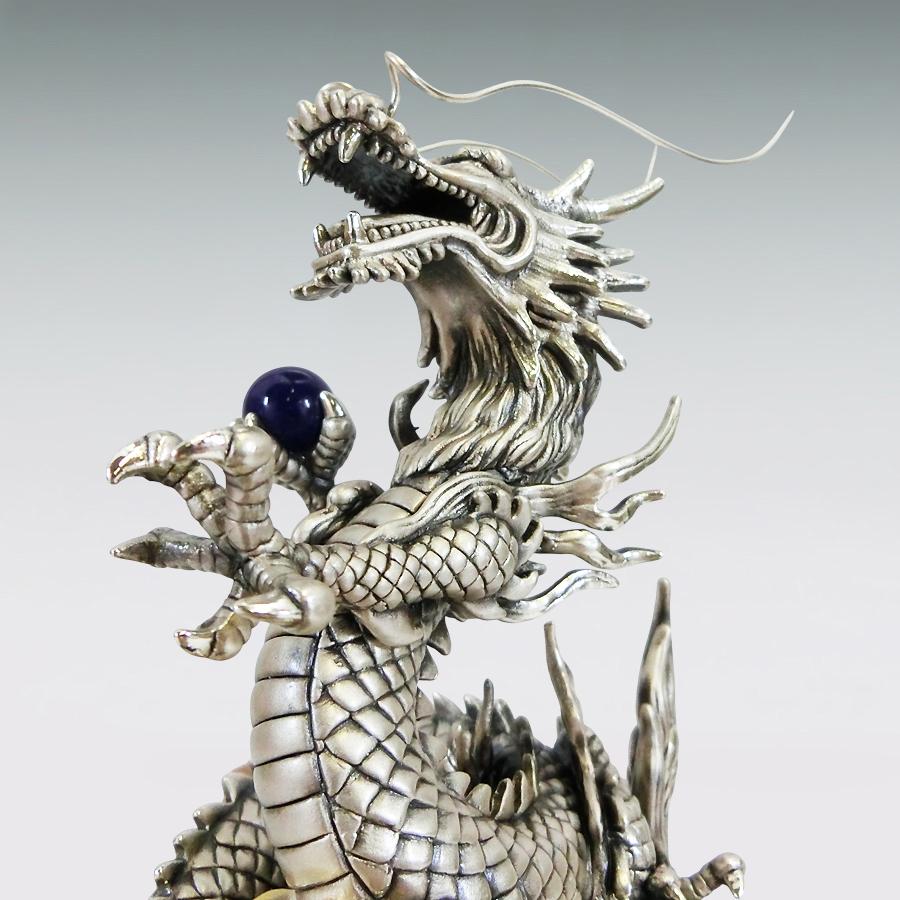 辰 瑞雲昇龍 高さ14cm Mサイズ｜置物 銀製・金メッキ仕上げ : HIKARI