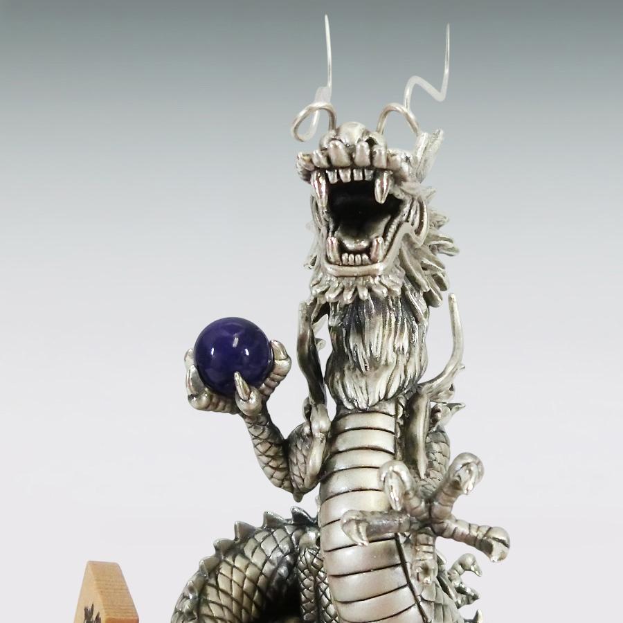 辰 瑞雲昇龍 高さ14cm Mサイズ｜置物 銀製・金メッキ仕上げ : HIKARI