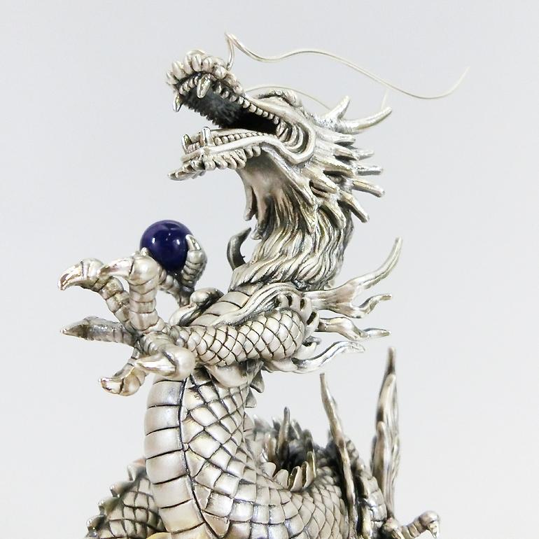 辰 瑞雲昇龍 高さ14cm Mサイズ｜銀製置物/ガラスケース : HIKARI