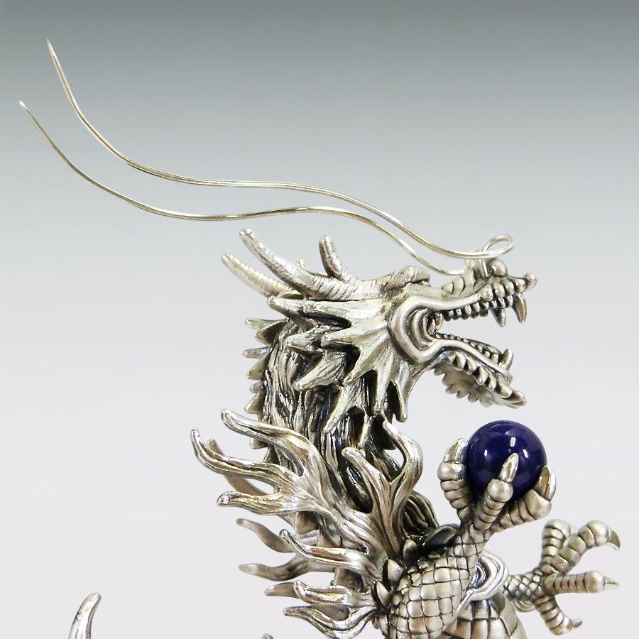 辰 瑞雲昇龍 高さ14cm Mサイズ｜置物 銀製・金メッキ仕上げ : HIKARI