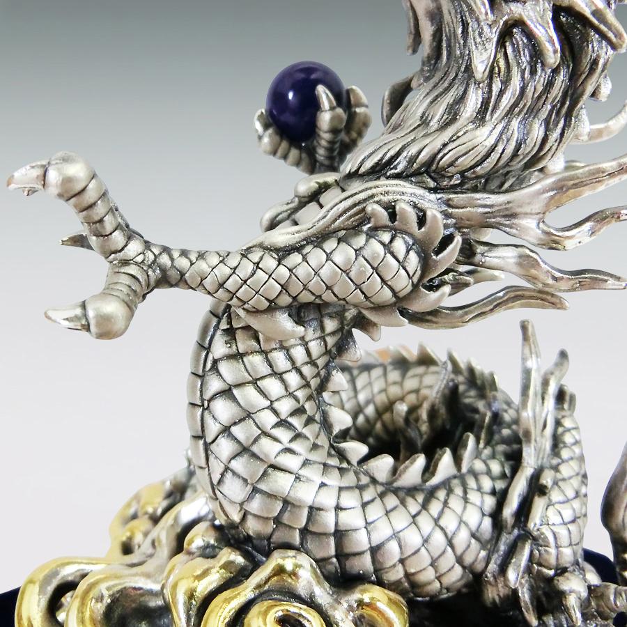 辰 瑞雲昇龍 高さ14cm Mサイズ｜置物 銀製・金メッキ仕上げ : HIKARI