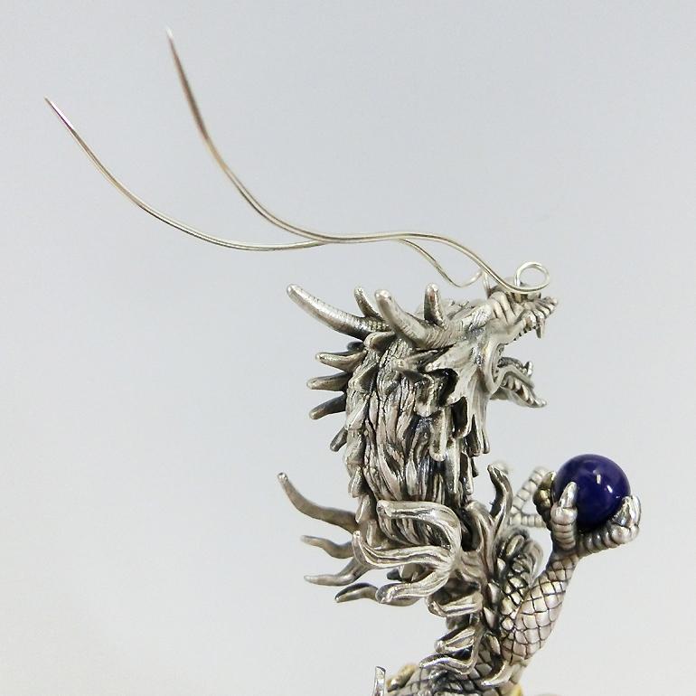 瑞雲昇龍 高さ14cm Mサイズ｜銀製置物/ガラスケース : HIKARI GALLERY