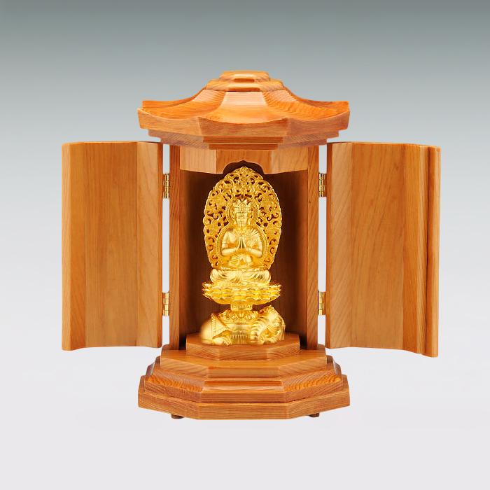 普賢菩薩 高さ7.8cm｜仏像 純金製 造幣局ホールマーク刻印品｜厨子：屋久杉製の画像