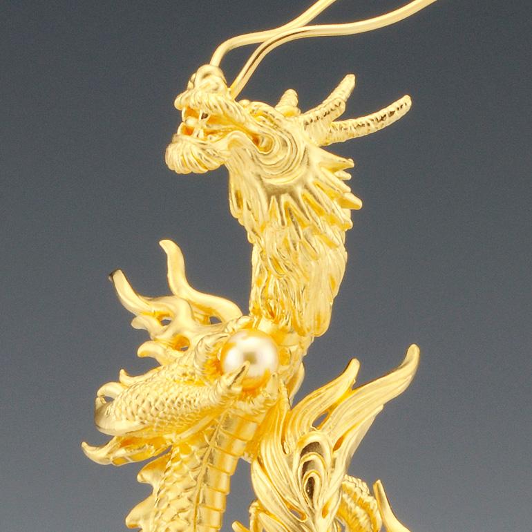 純金製置物｜瑞雲昇龍 高さ9cm Sサイズ 軽量型 : 0350 : HIKARI 