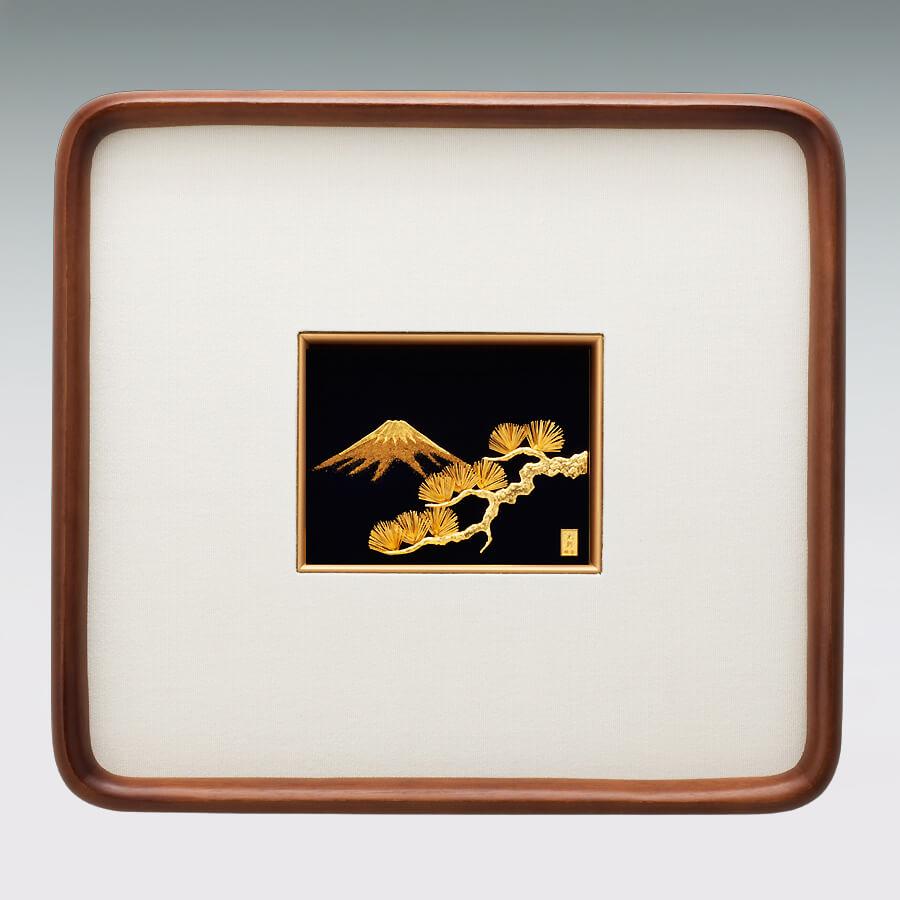 富士に松 貴金属画 アートレリーフ｜額装 純金製 : HIKARI GALLERY