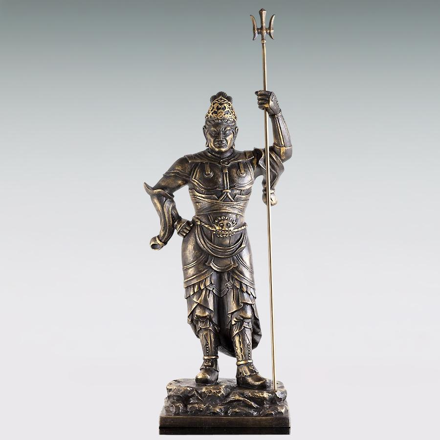 毘沙門天立像 高さ35cm｜長田晴鳳：原型制作｜ブロンズ製仏像・金彩
