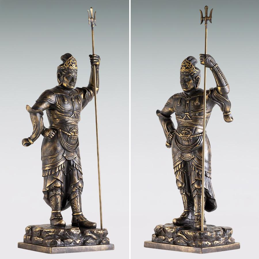 毘沙門天立像 高さ35cm｜長田晴鳳：原型制作｜ブロンズ製仏像・金彩