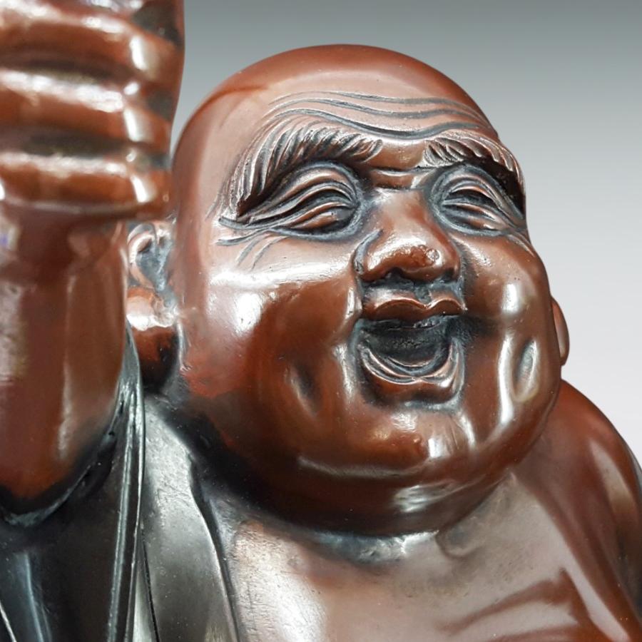 風吹布袋 高さ41.5cm｜置物 ブロンズ製｜越井栄山：原型制作
