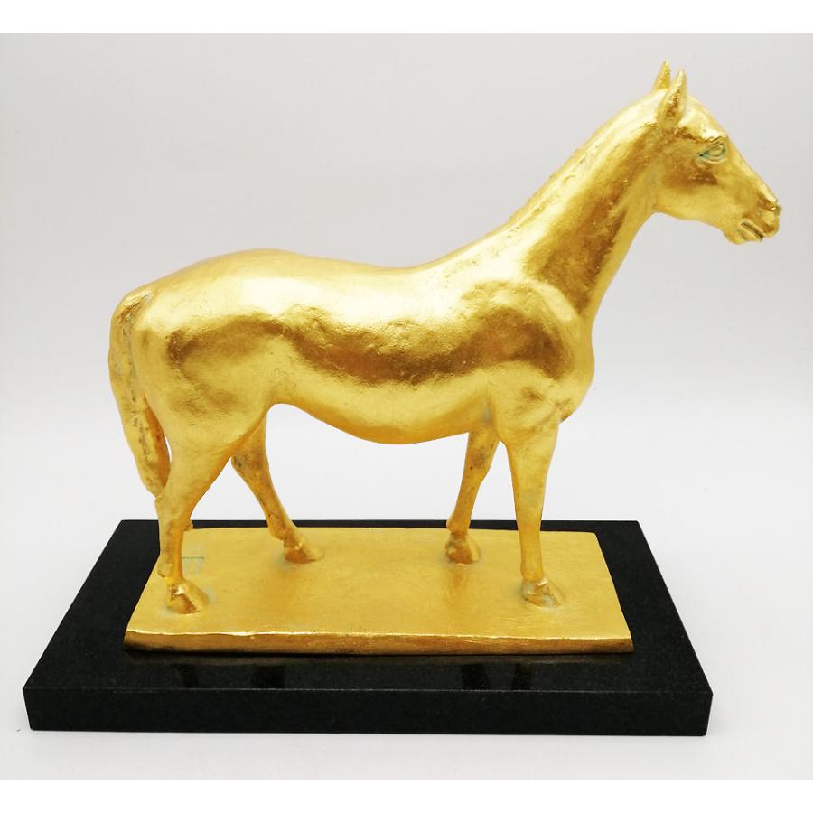 午 馬 若駒 高さ22cm｜置物 ブロンズ製・金箔仕上げ｜川崎普照：原型制作の画像