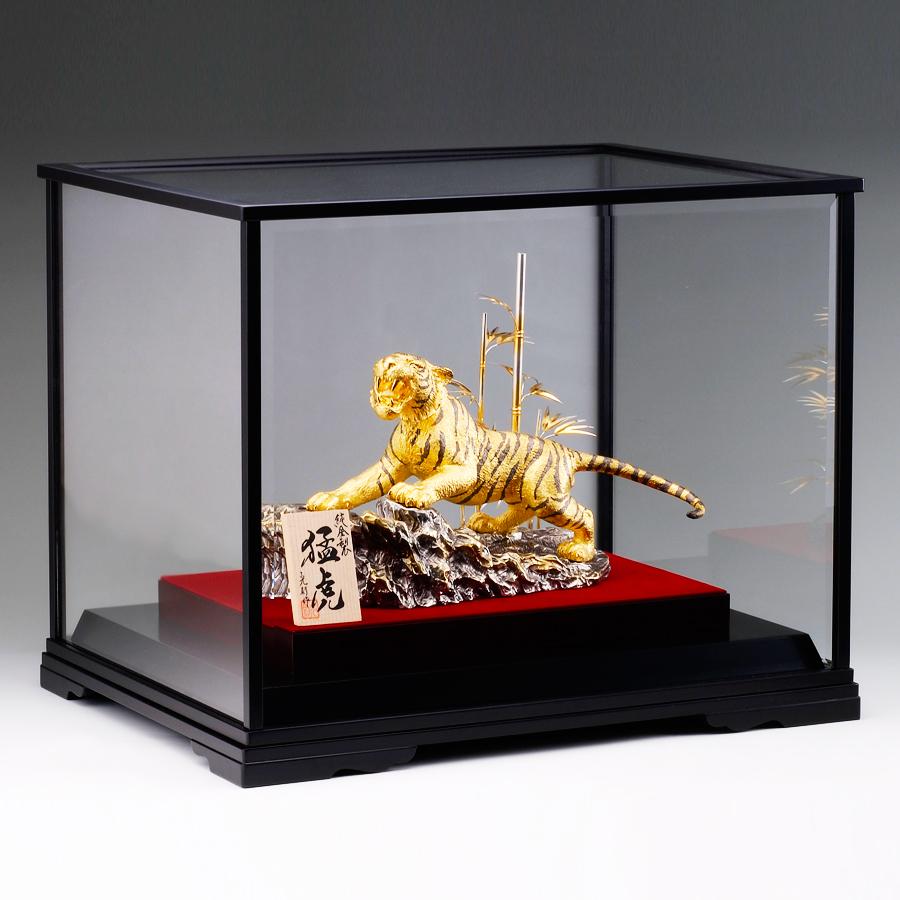 希少！入手困難品【宝　蔵出し】「二口金一」作 『赤銅色　月光の虎』約1.9kg 鋳物 美術品 置物 飾物 干支 縁起物 共箱 寅 猛虎 Lサイズ｜置物 純金製 造幣局ホールマーク刻印品 : HIKARI