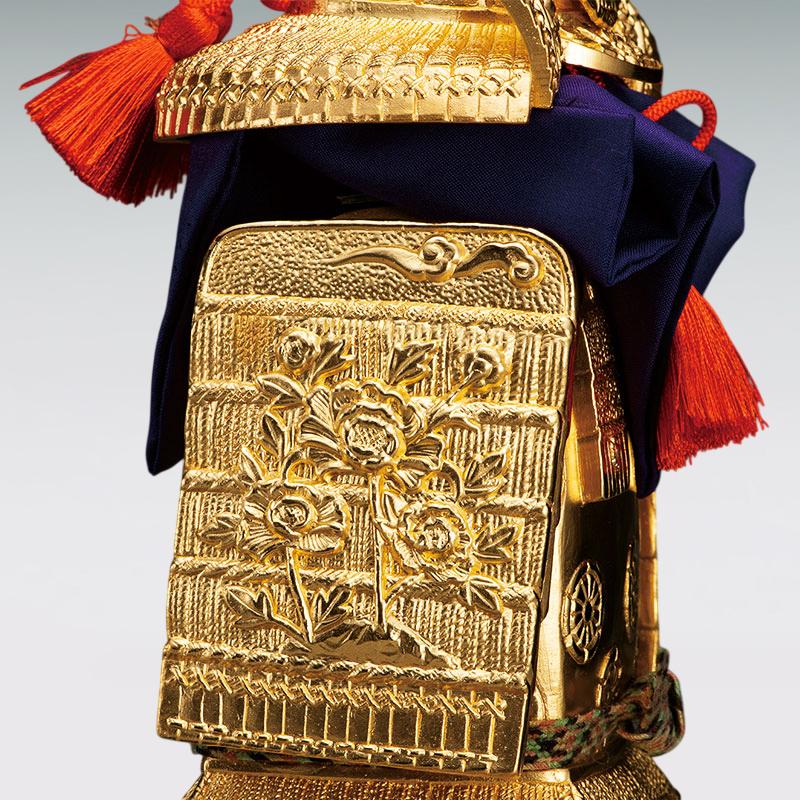 牡丹文様縅大鎧・三鍬形星兜 Sサイズ｜純金製置物/ガラスケース 造幣局