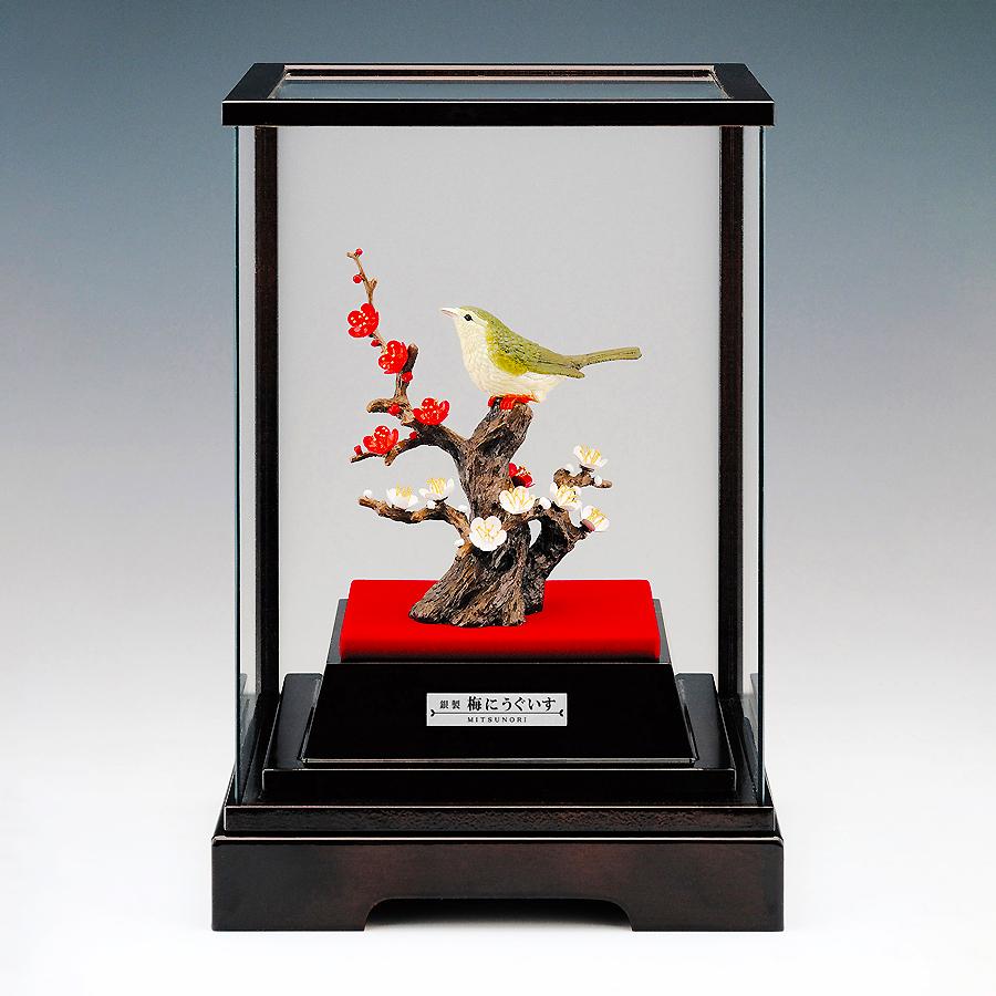 梅にうぐいす Sサイズ｜銀製置物/ガラスケース : HIKARI GALLERYヤフー