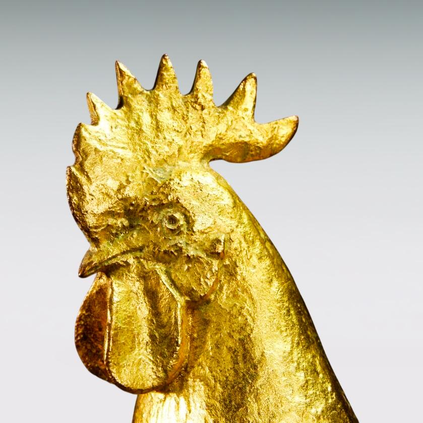 酉 御神鶏 高さ26cm｜置物 ブロンズ製・金箔仕上げ｜富永直樹：原型制作の画像