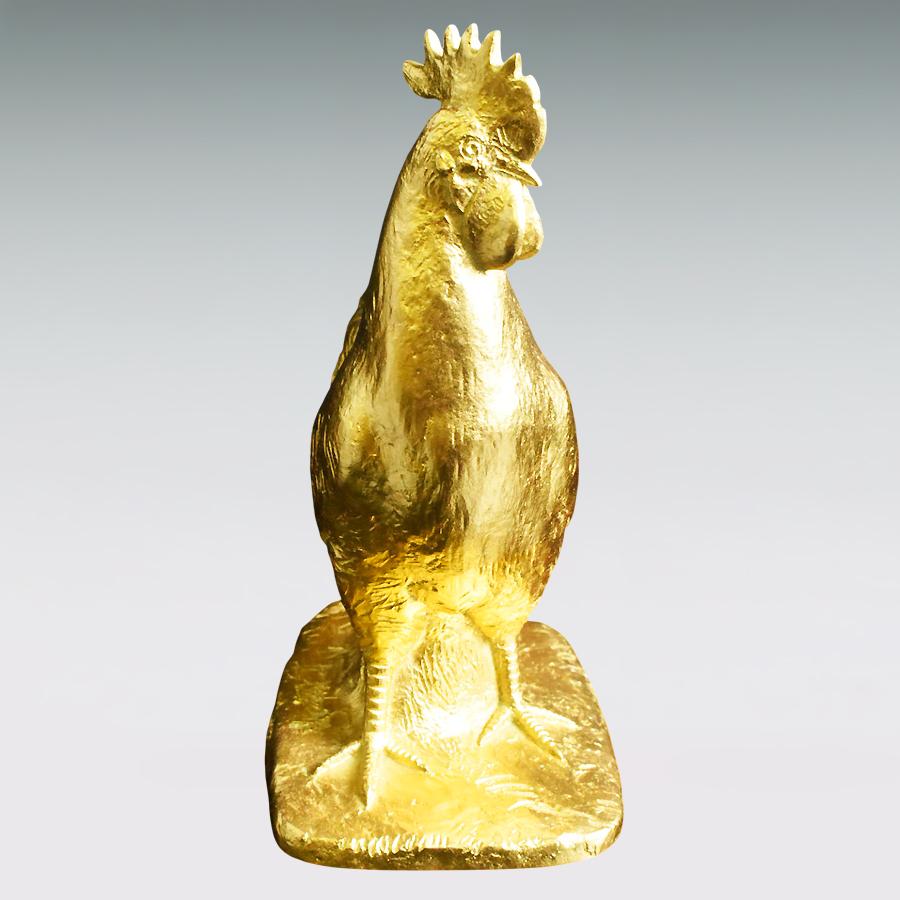 酉 御神鶏 高さ26cm｜置物 ブロンズ製・金箔仕上げ｜富永直樹：原型制作の画像