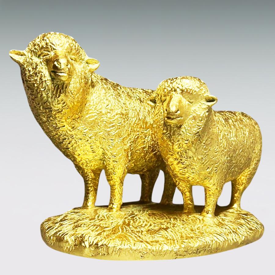 未 金羊 幅27cm｜置物 ブロンズ製・金箔仕上げ｜富永直樹：原型制作の画像