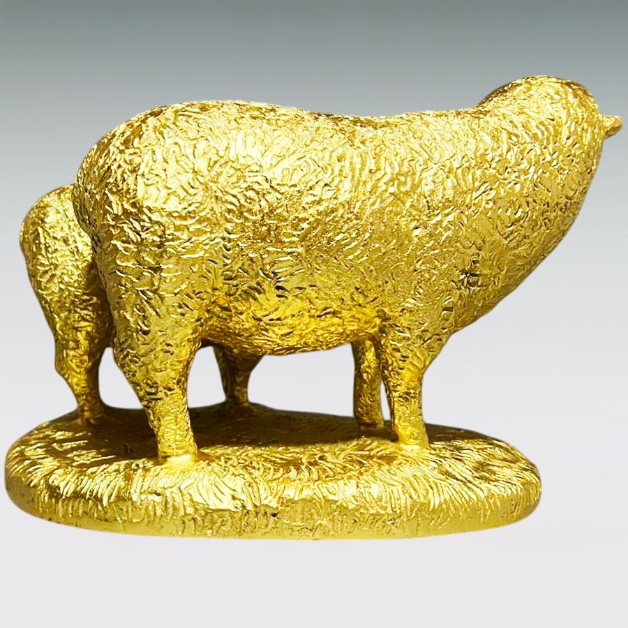 未 金羊 幅27cm｜置物 ブロンズ製・金箔仕上げ｜富永直樹：原型制作の画像