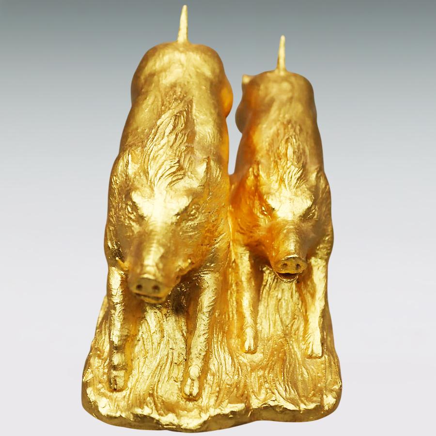 亥 猪 寿春 幅27cm｜置物 ブロンズ製・金箔仕上げ｜富永直樹：原型制作の画像