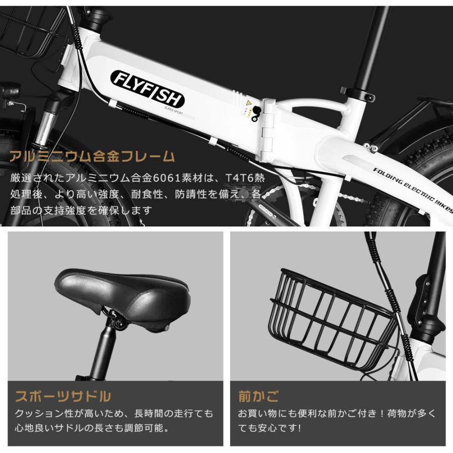 FLYFISH 電動自転車 20インチ 型式認定取得 公道走行可 走行距離80km