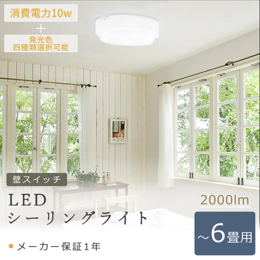 LEDシーリングライト 4畳用 6畳用 10W 2000LM 防水型 工事必要 LED照明 シーリングライト 丸型 天井照明 玄関 階段 寝室 ...
