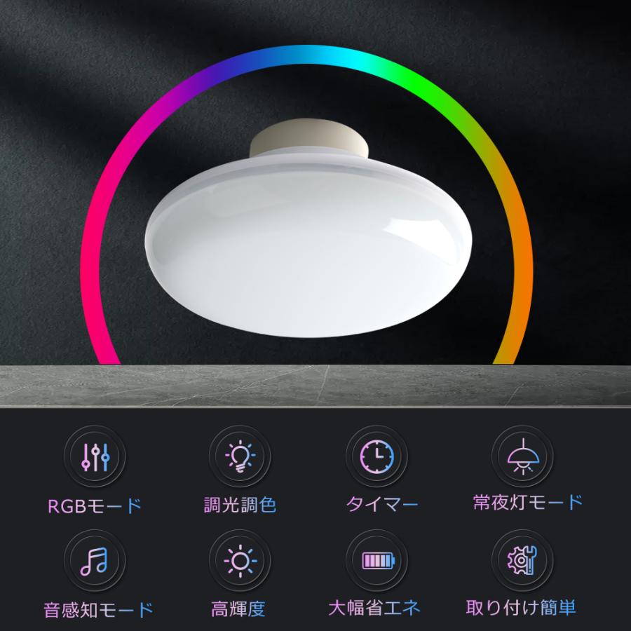 RGB＋調光調色】 LEDシーリングライト 調光調色 10W 2000LM 小型