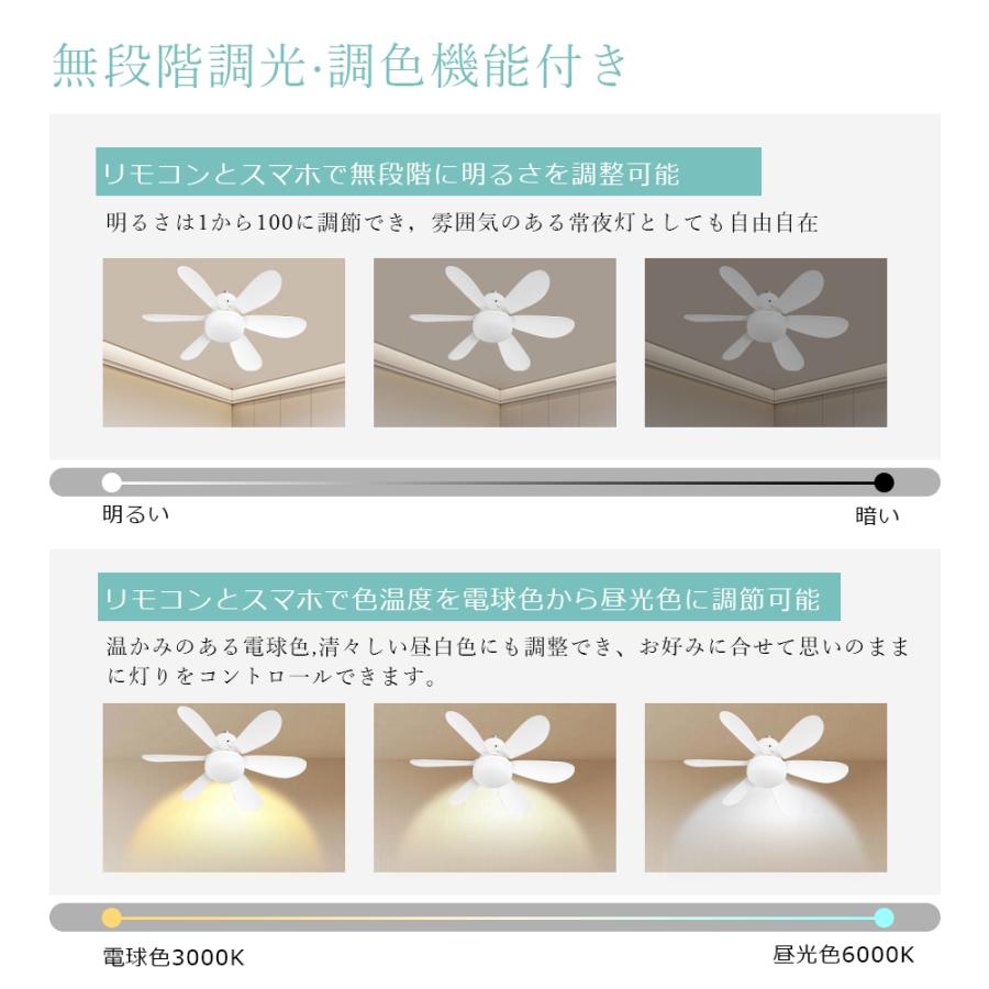 夏冬OK！ シーリングファンライト 調光 調色 風量調節 リモコン付