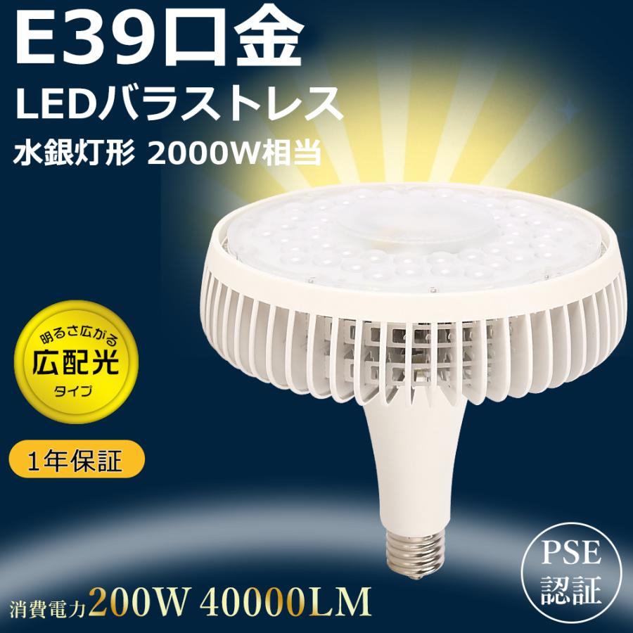 バラストレス水銀灯形 200W 全光束40000lm LED水銀灯 E39口金 LEDバラ
