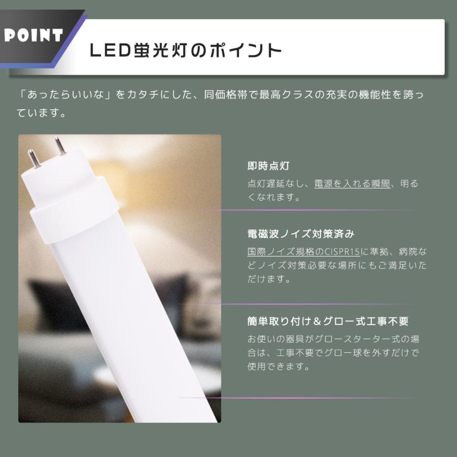 グロー式工事不要 蛍光灯LED化 LED直管蛍光灯 40w形 20W 4000LM 120cm