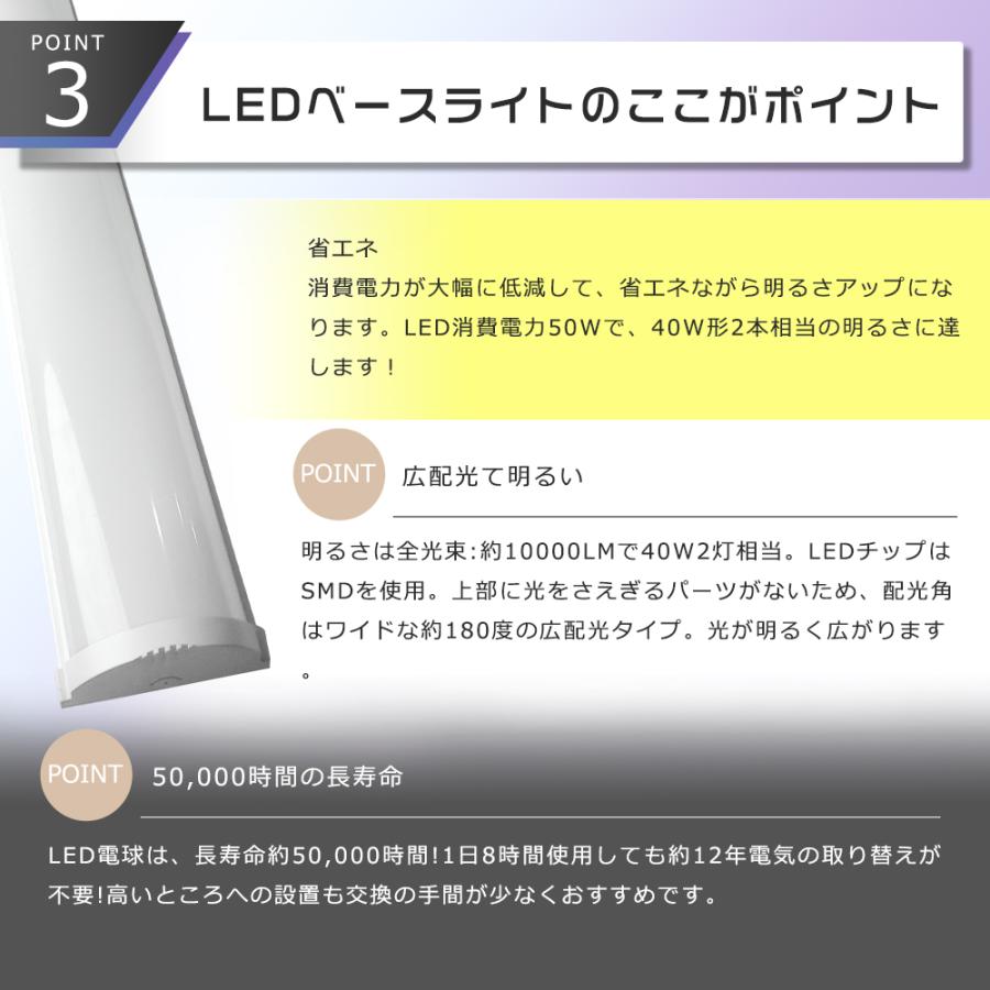 LEDベースライト 50W 器具一体形 天井直付型 40w型2灯相当 LED