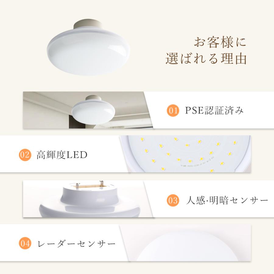 2025年発売! LED シーリングライト 人感 センサー付 6~8畳 20W 照度