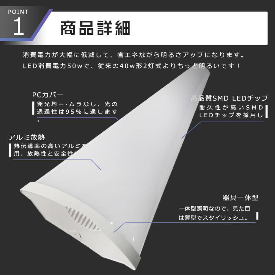 LED蛍光灯 器具一体型 電球色3000K LED ベースライト 50W 40W形2 LED蛍光灯 器具一体型 電球色3000K LED ベースライト 50W 40W形2